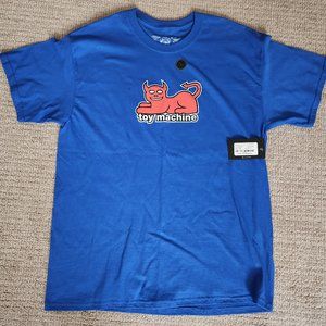 Toy Machine Skateboards Devil Cat Logo Blue Shirt L NEW Skateboarding